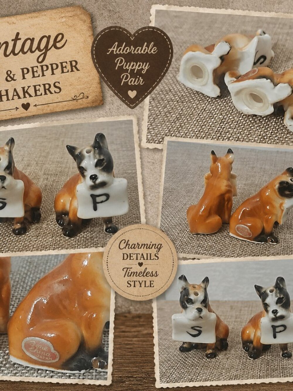 Pair of vintage Boxer dog salt and pepper shakers. - Picture 1 of 6